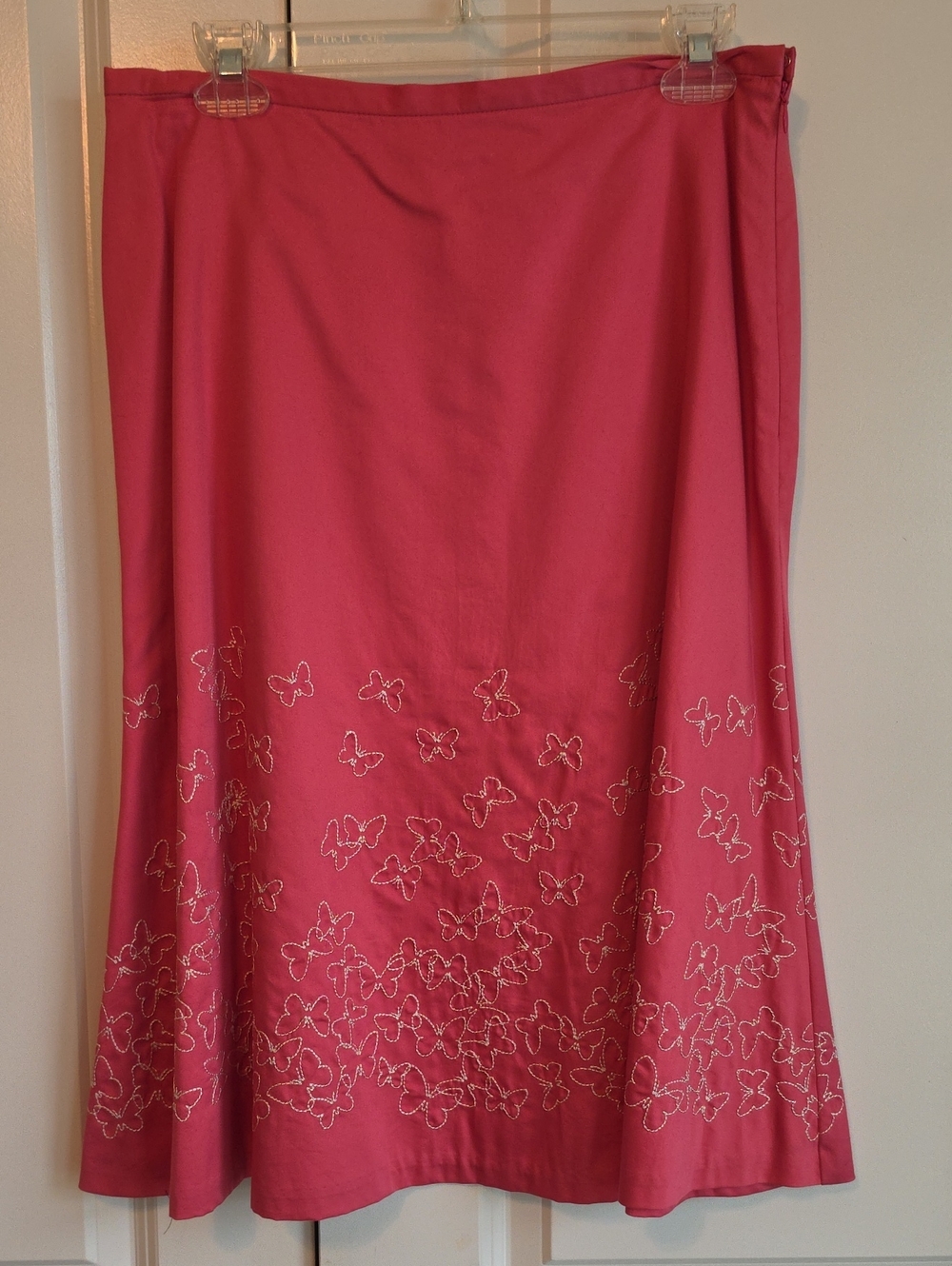 Liz Claiborne Rose Pink A-Line Skirt with Butterfly Embroidery